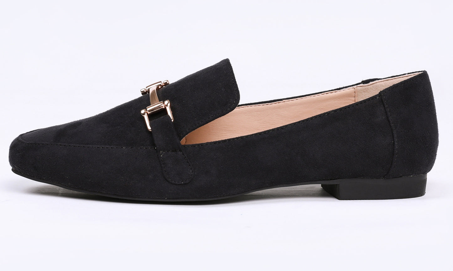 Feversole Women's Fashion Trim Deco Loafer Flats Faux Suede