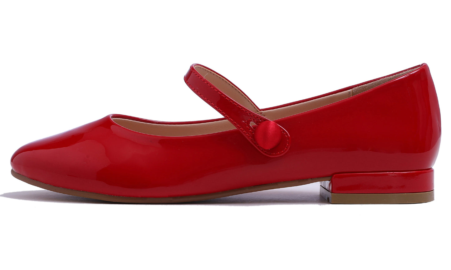 Feversole Women's Mary Jane Fashion Round Toe Low Heel Slip On Flats Vegan Leather Flat Heel