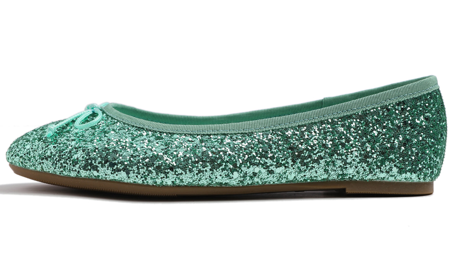 Feversole Women's Sparkle Memory Foam Cushioned Colorful Shiny Ballet Flats Glitter