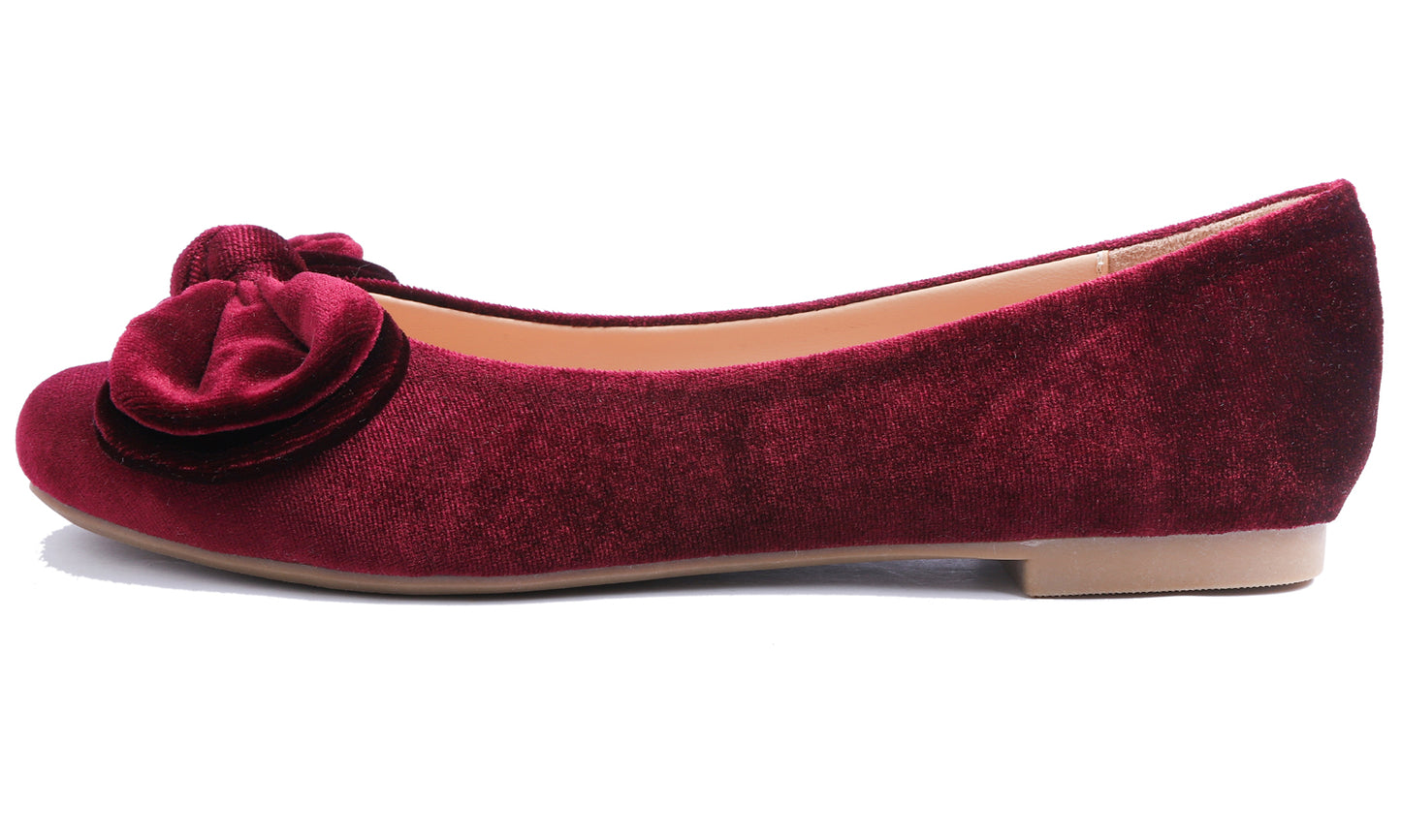 Feversole Women's Round Toe Cute Bow Trim Ballet Flats