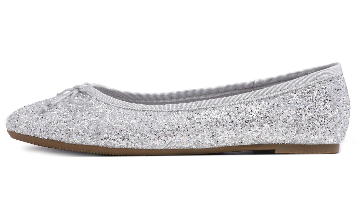 Feversole Women's Sparkle Memory Foam Cushioned Colorful Shiny Ballet Flats Glitter