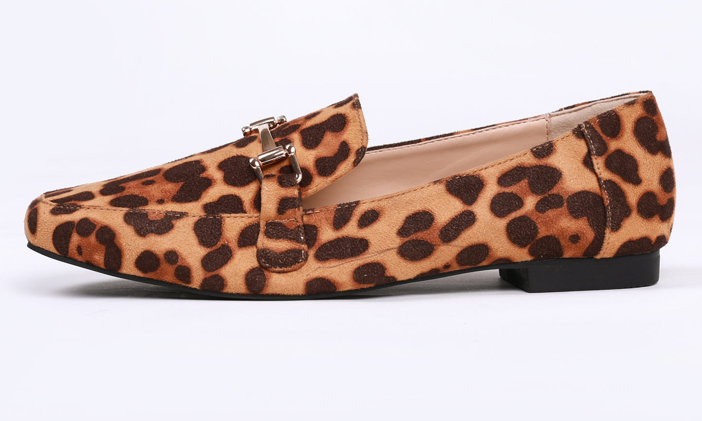 Feversole Women's Fashion Trim Deco Loafer Slippers Leopard