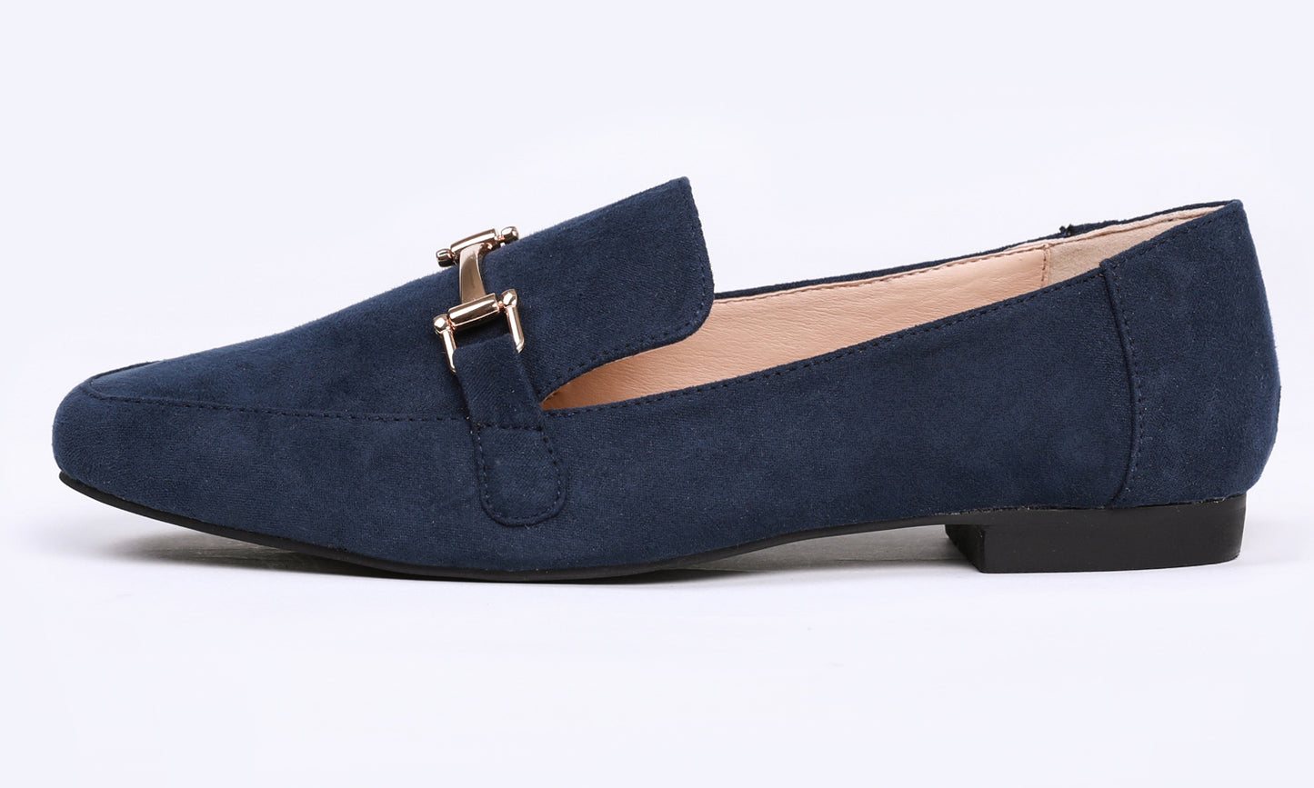 Feversole Women's Fashion Trim Deco Loafer Flats Faux Suede