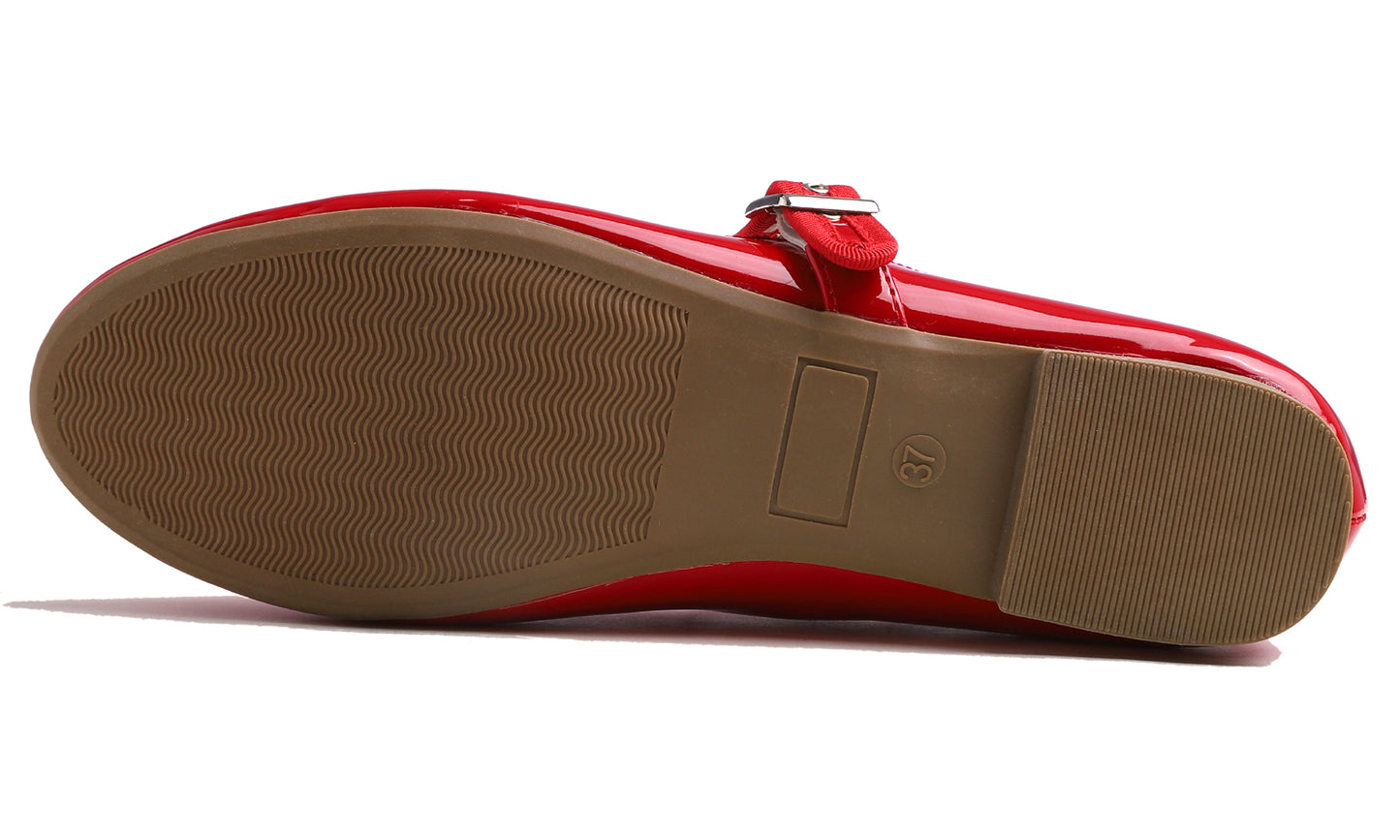 Feversole Women's Soft Cushion Extra Padded Comfort Round Toe Mary Jane Metal Buckle Fashion Ballet Flats Walking Shoes