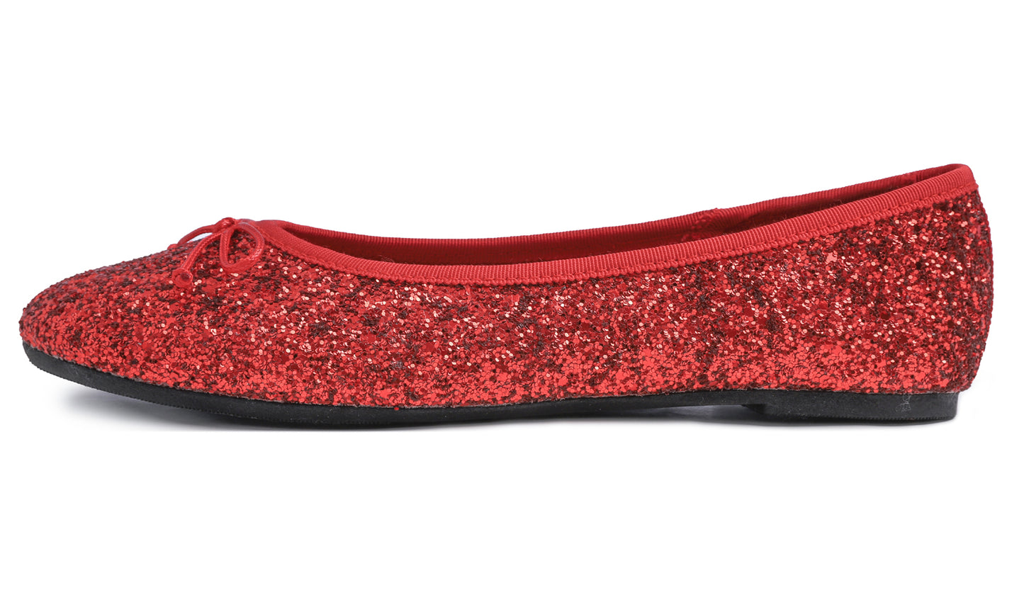 Feversole Women's Sparkle Memory Foam Cushioned Colorful Shiny Ballet Flats Glitter