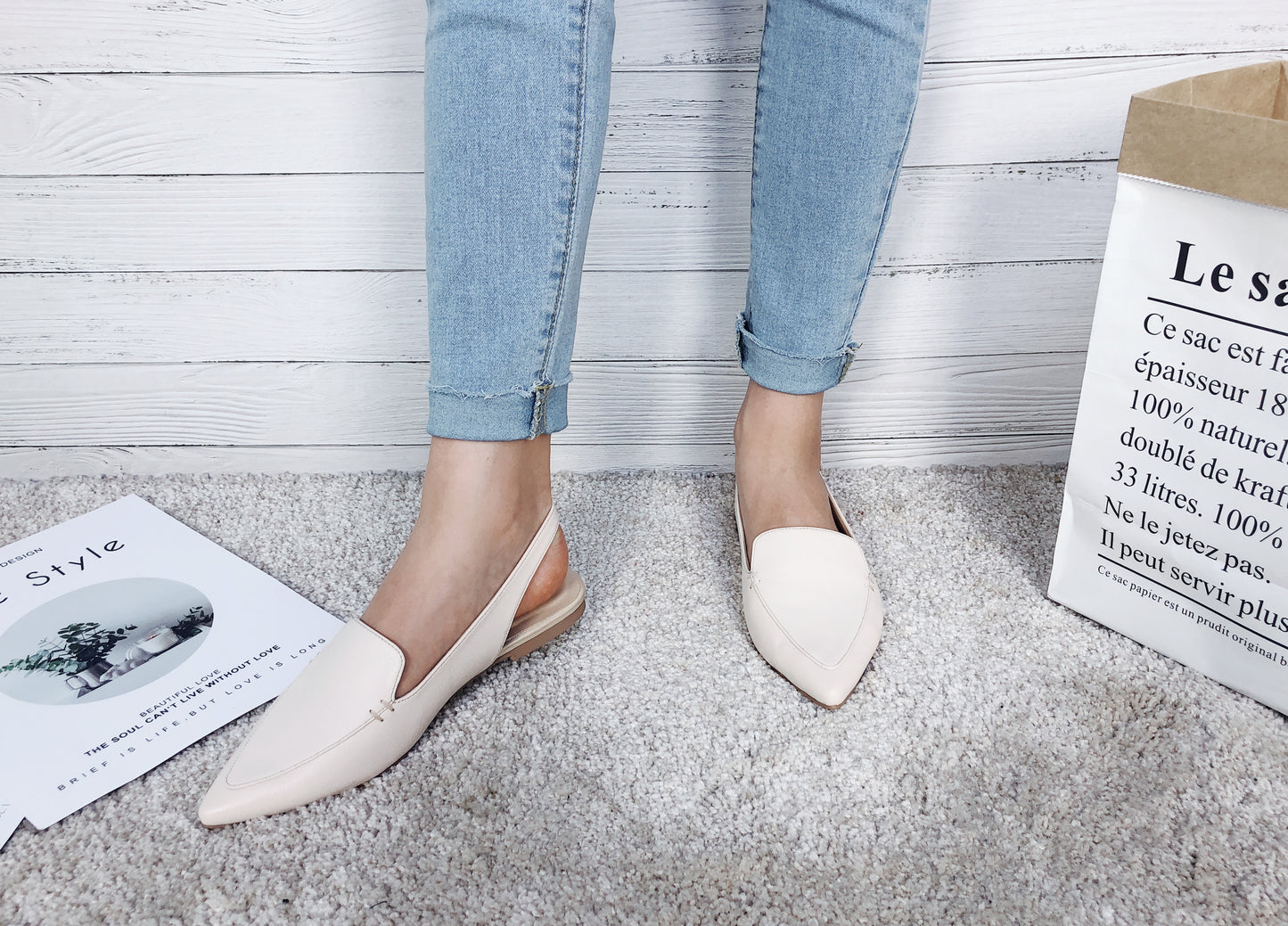 Feversole Pointed Toe Casual Slingback Flat Mules Women's Fashion Buckle Strap Slide Summer Slippers