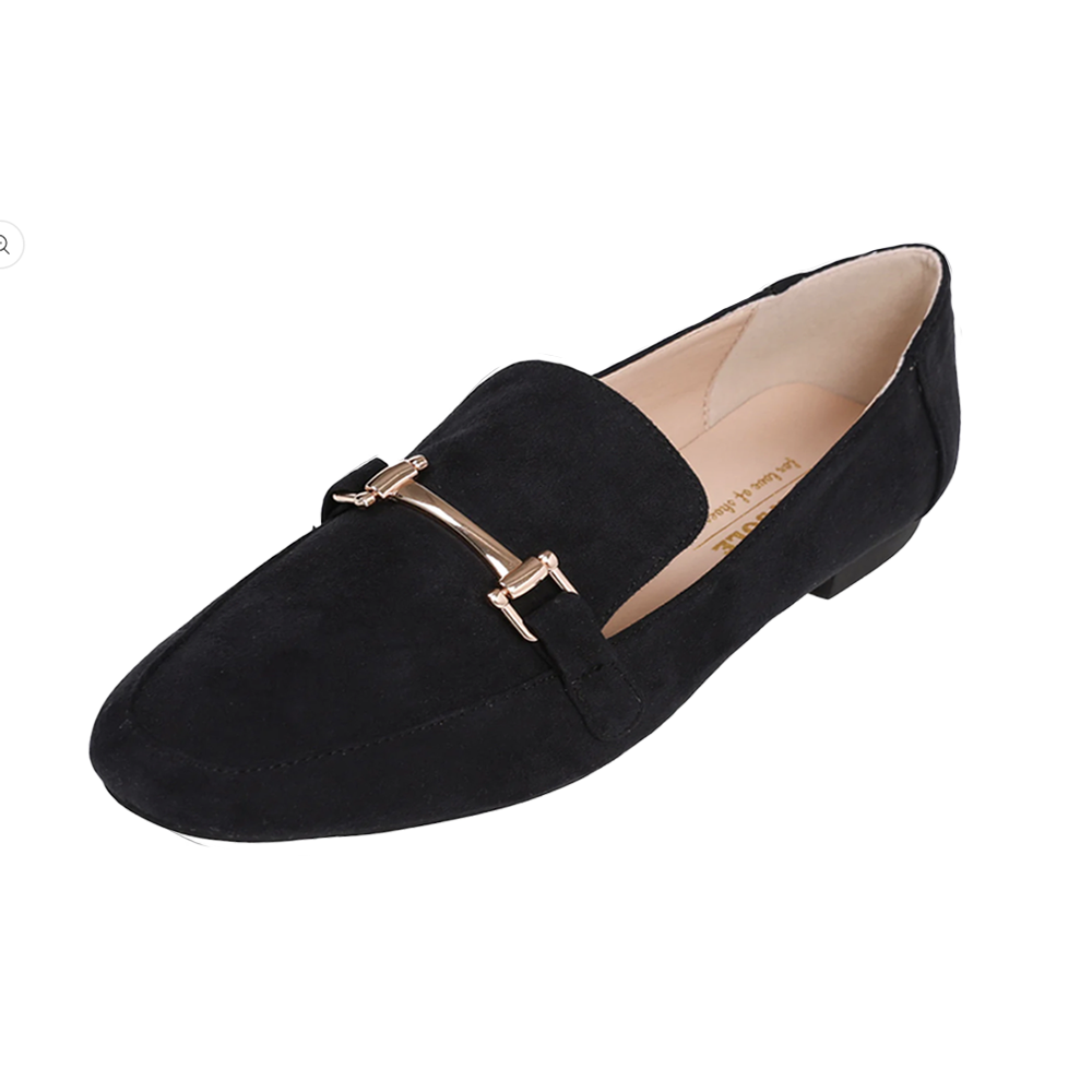 Feversole Women's Fashion Trim Deco Loafer Flats Faux Suede