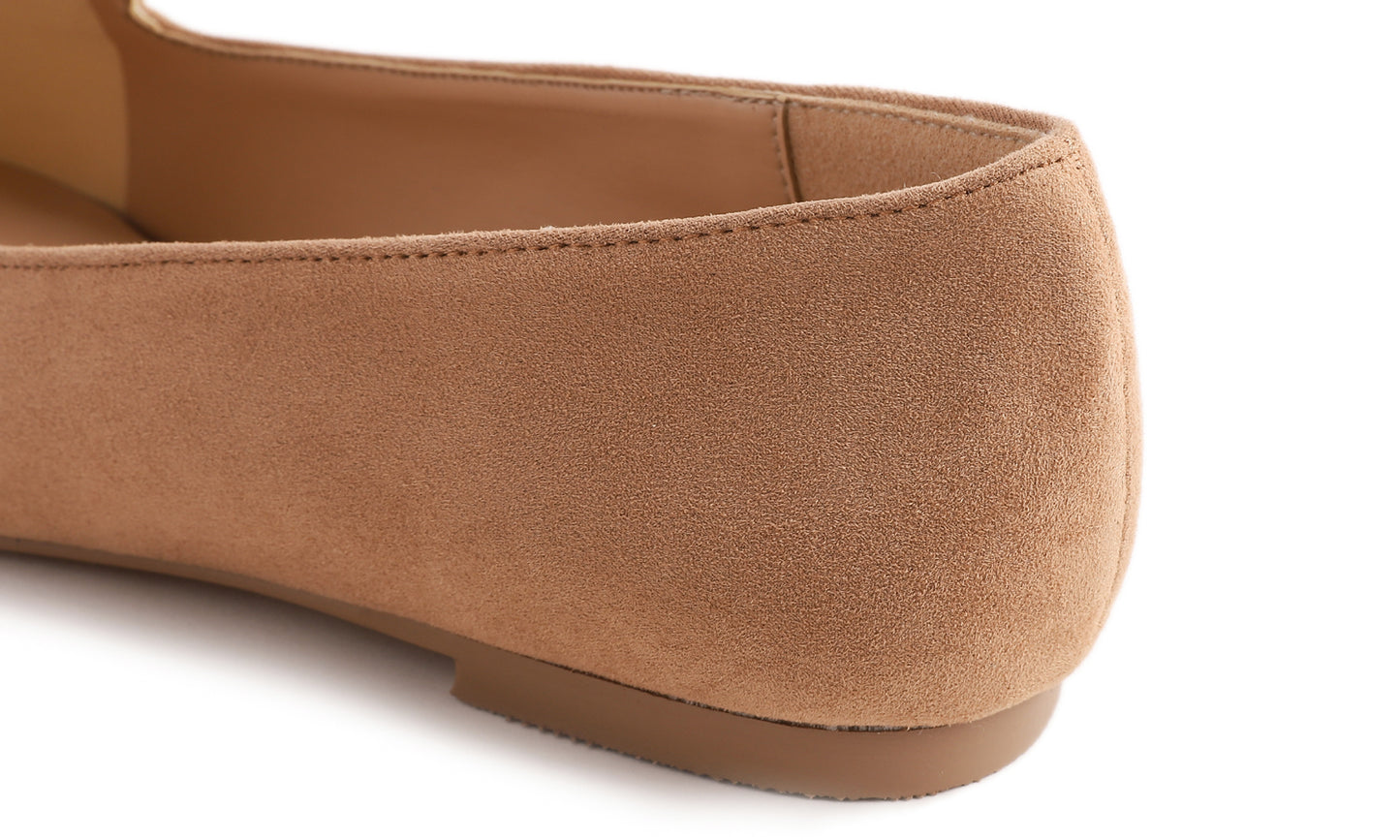 Feversole Women's Loafer Flat Pointed Fashion Slip On Comfort Driving Office Shoes Light Camel Suede
