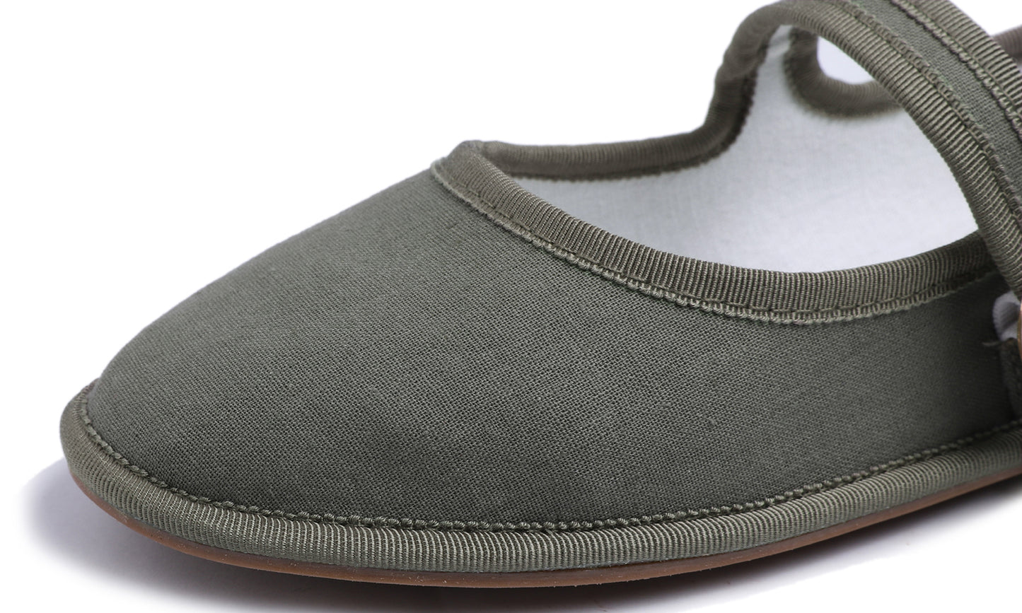 Fevrsole Women's Soft Breathable Mary Jane Memory Foam Cushioned Comfort Round Toe Metal Buckle Flats Walking Canvas Shoes
