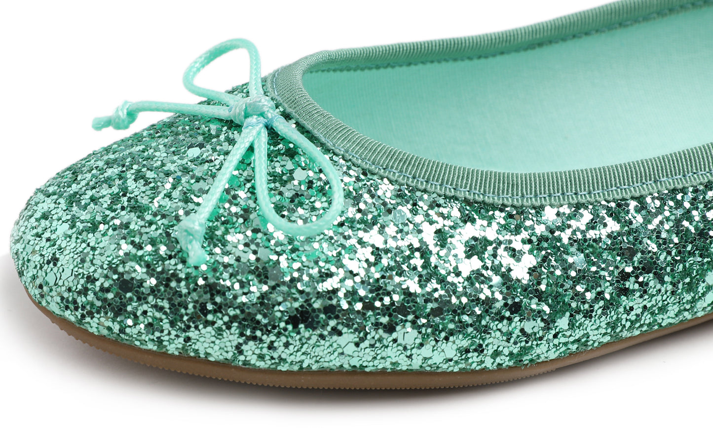 Feversole Women's Sparkle Memory Foam Cushioned Colorful Shiny Ballet Flats Glitter