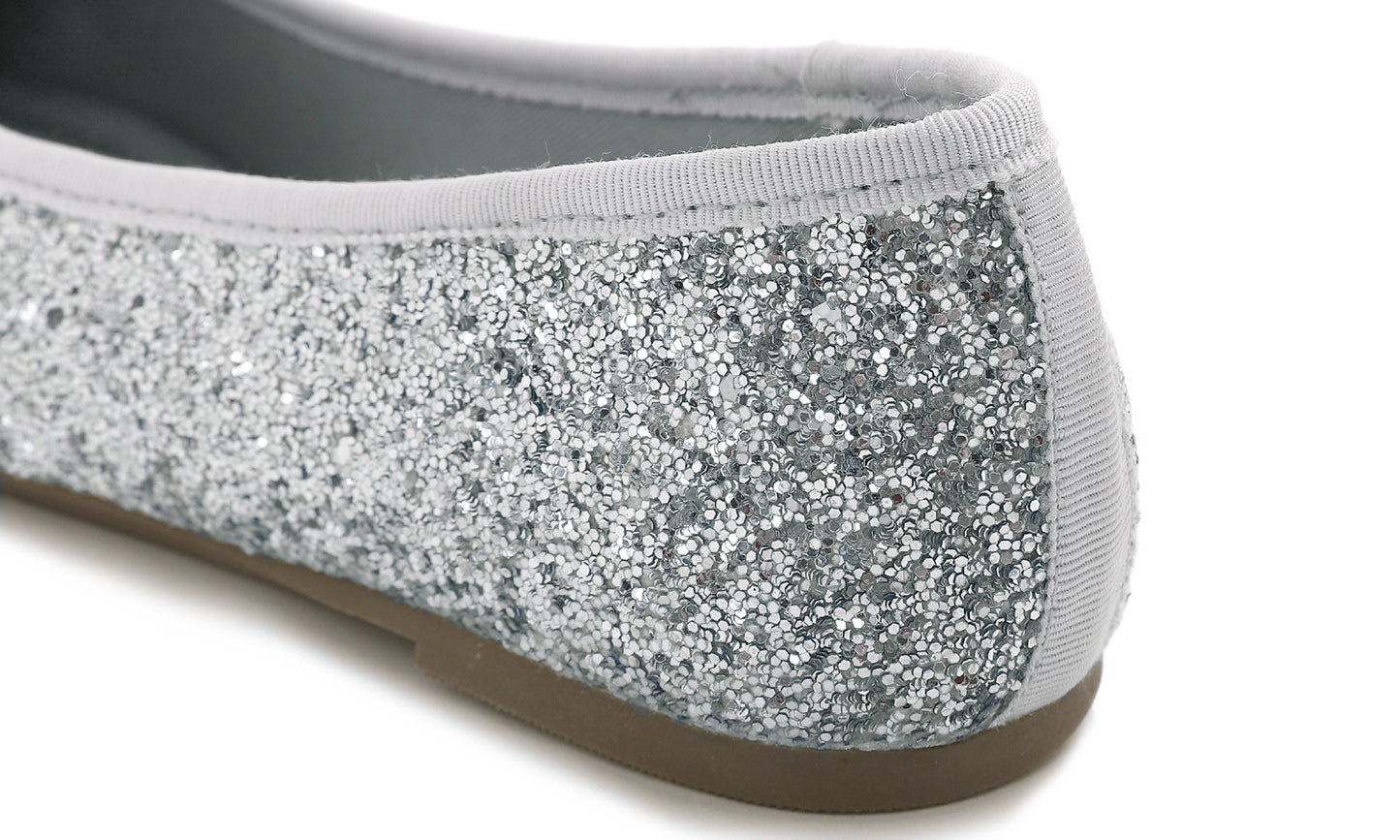 Feversole Women's Sparkle Memory Foam Cushioned Colorful Shiny Ballet Flats Glitter