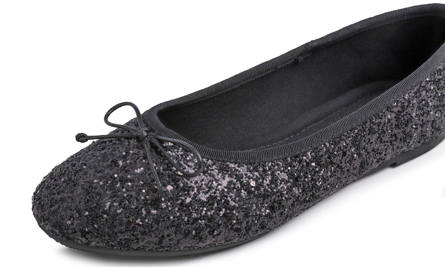 Feversole Women's Sparkle Memory Foam Cushioned Colorful Shiny Ballet Flats Glitter