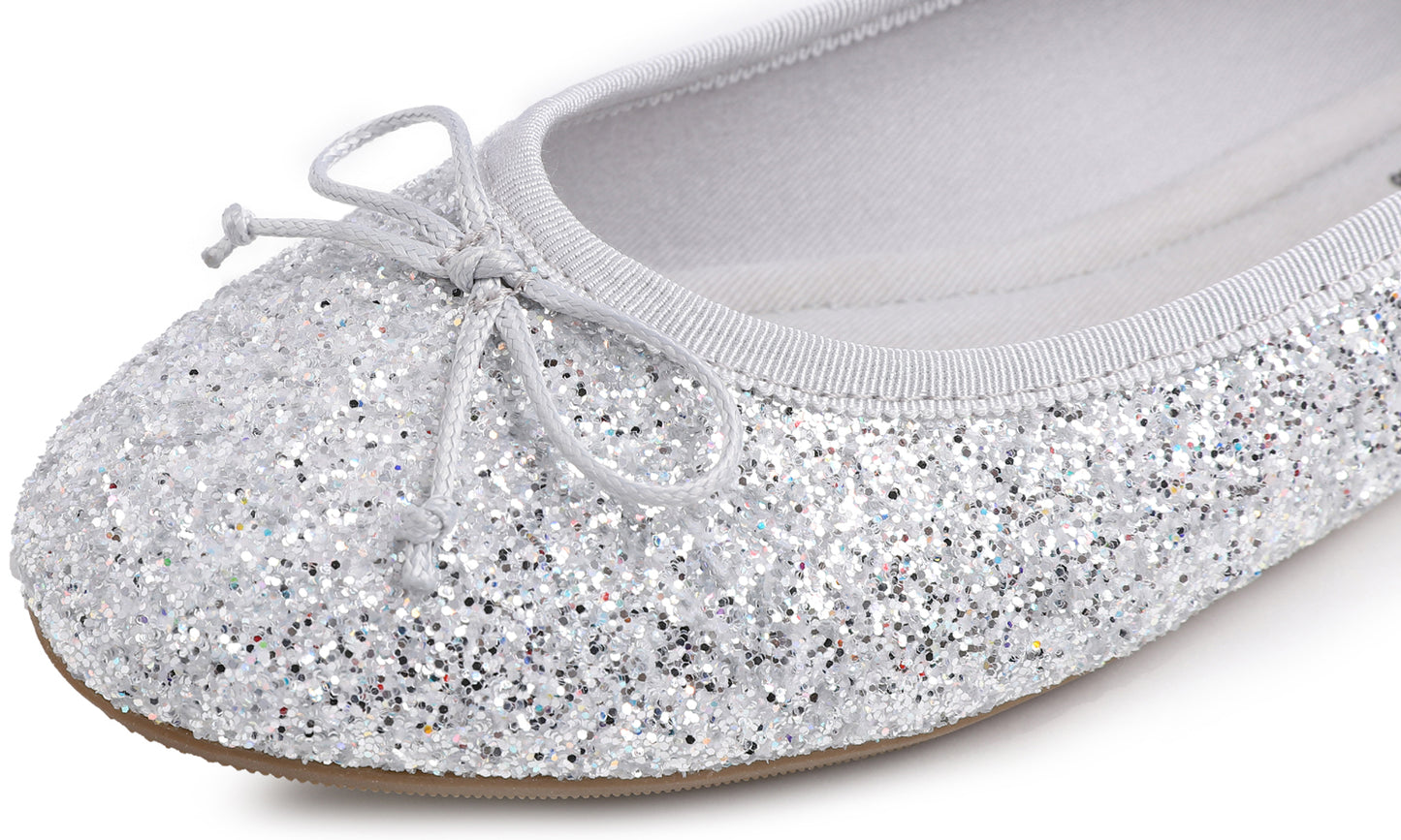 Feversole Women's Sparkle Memory Foam Cushioned Colorful Shiny Ballet Flats Glitter