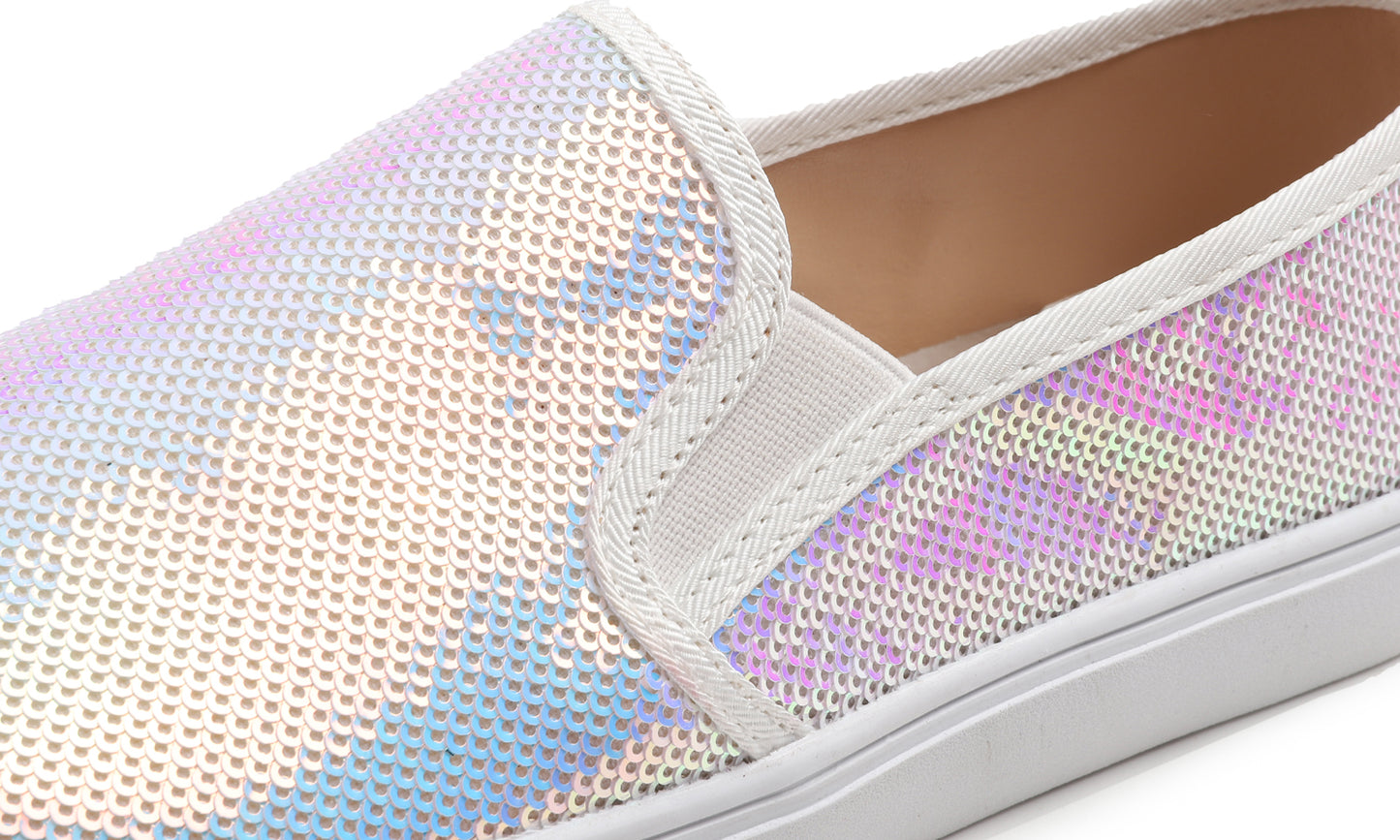 Feversole Women's Fashion Sparkle Sequin Embellished Sneaker Party Holiday Casual Shoes