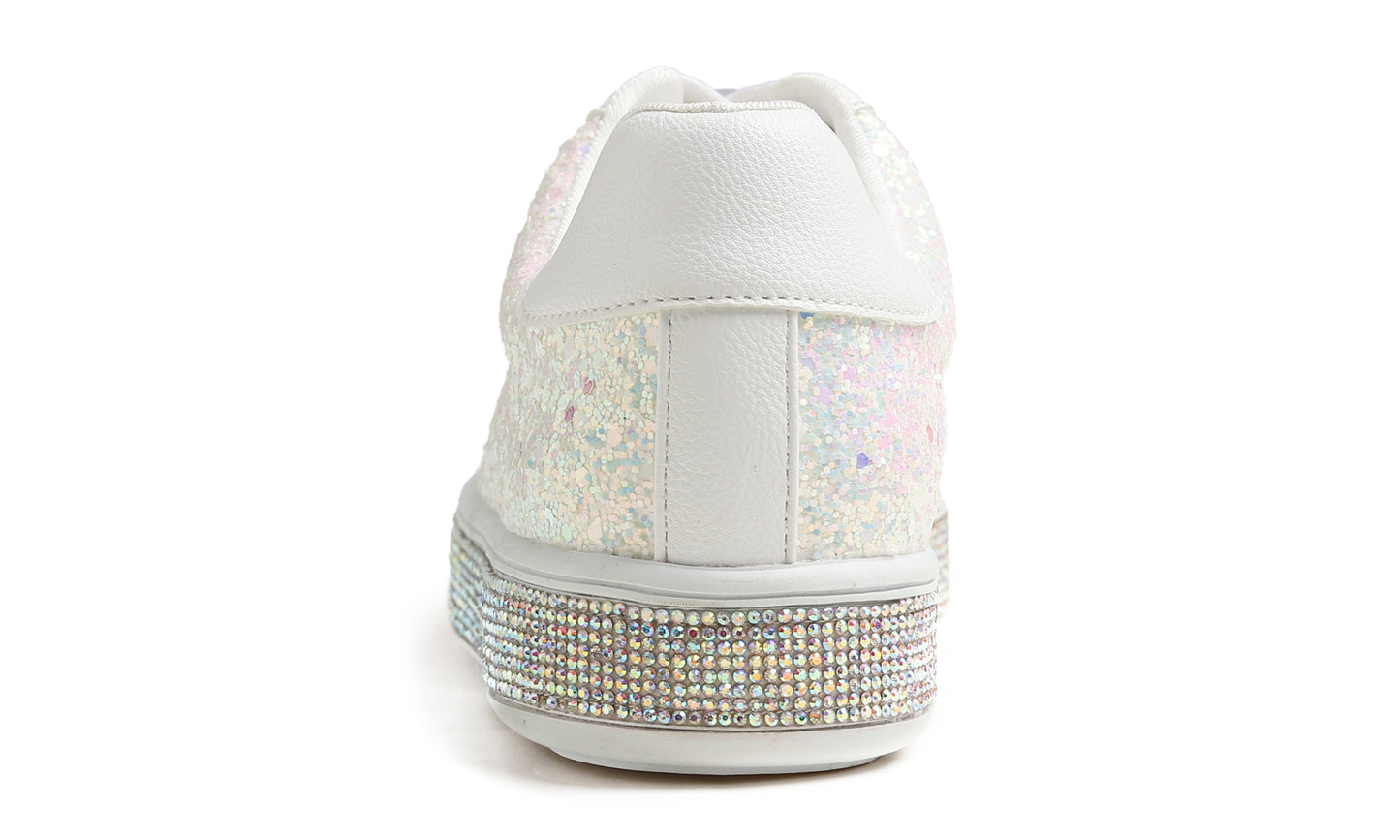 Feversole Women's Fashion Sparkle Platform Rhinestone Party Holiday Wedding Sneakers