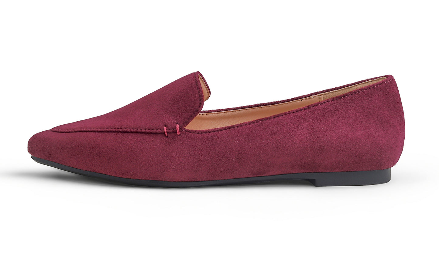 Feversole Women's Loafer Flat Pointed Fashion Slip On Comfort Driving Office Shoes Suede