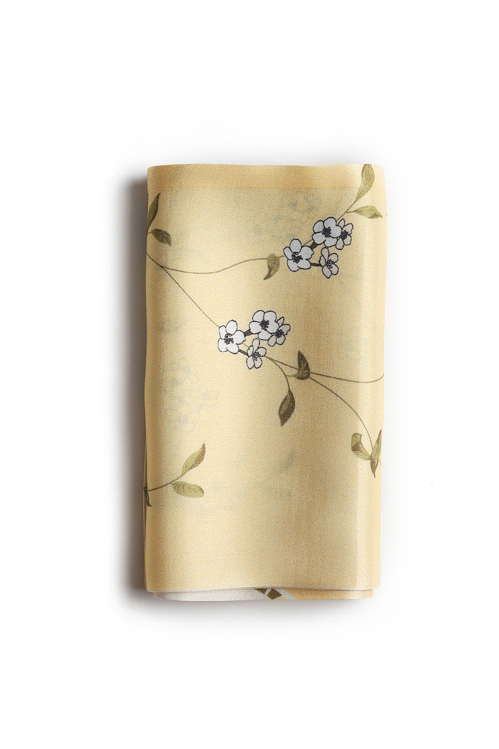 BREEZE NOUTHERLY Women's 100% Pure Mulberry Silk Scarf Double Sided Rectangle Tie Head Neck Waist Strip -17X150 Butter Yellow Flower