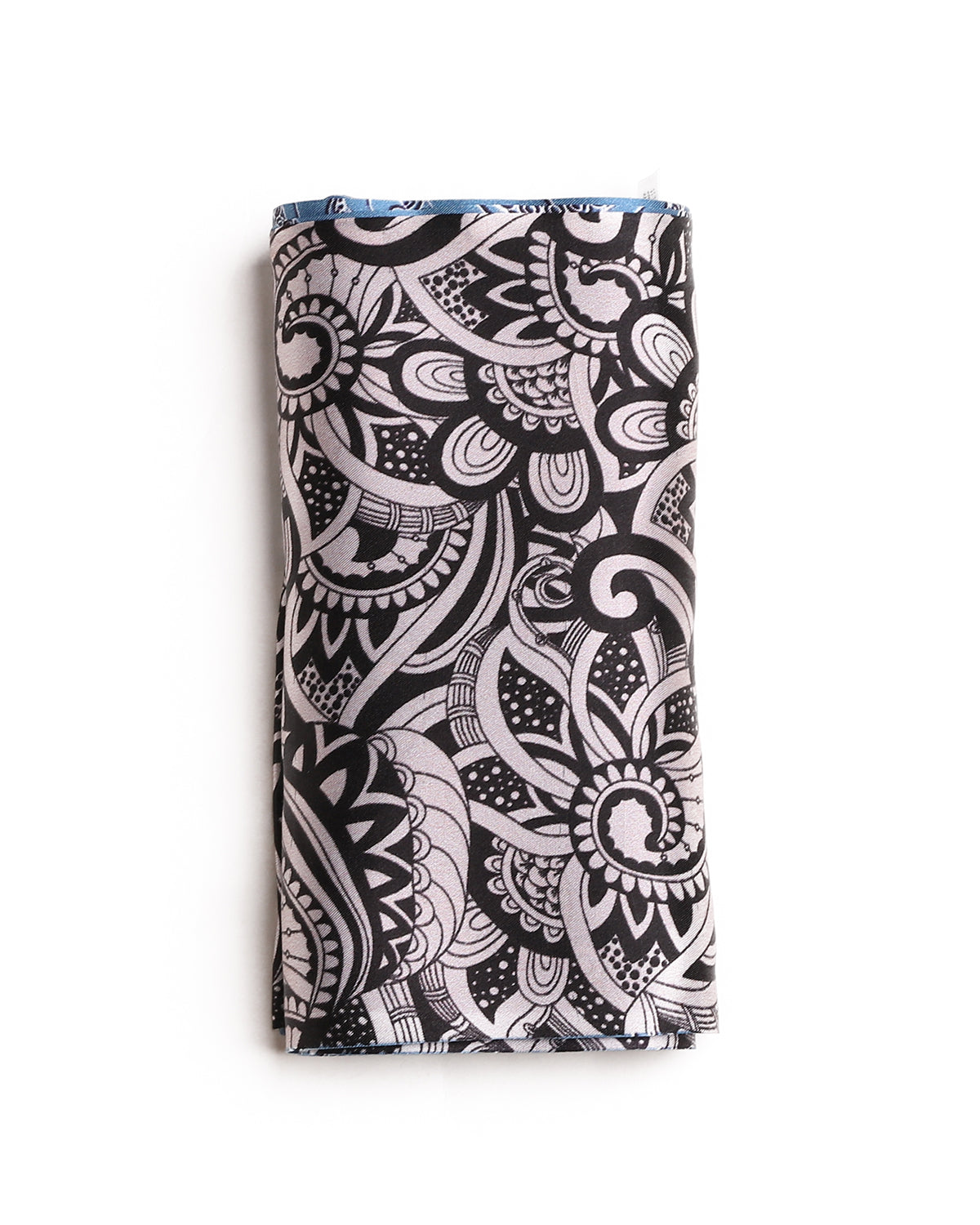 BREEZE NOUTHERLY Women's 100% Pure Mulberry Silk Scarf Double Sided Rectangle Tie Head Neck Waist Strip-17X150 Blue Black Paisley