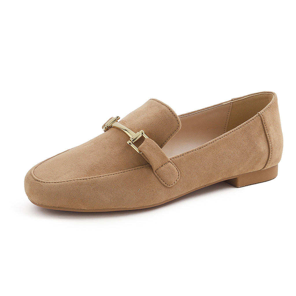 Feversole Women's Fashion Trim Deco Loafer Flats Faux Suede