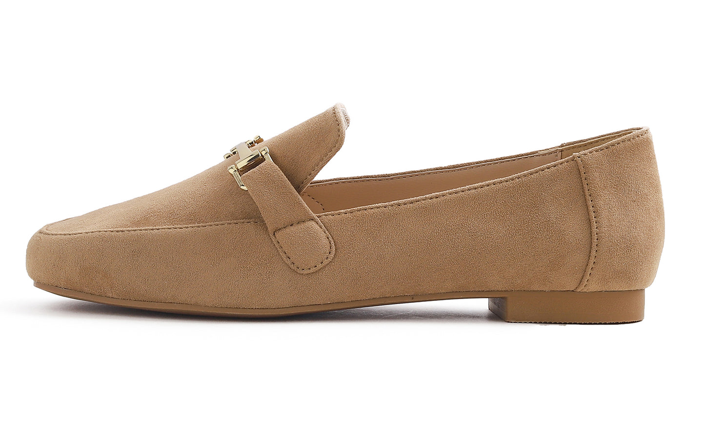 Feversole Women's Fashion Trim Deco Loafer Flats Faux Suede