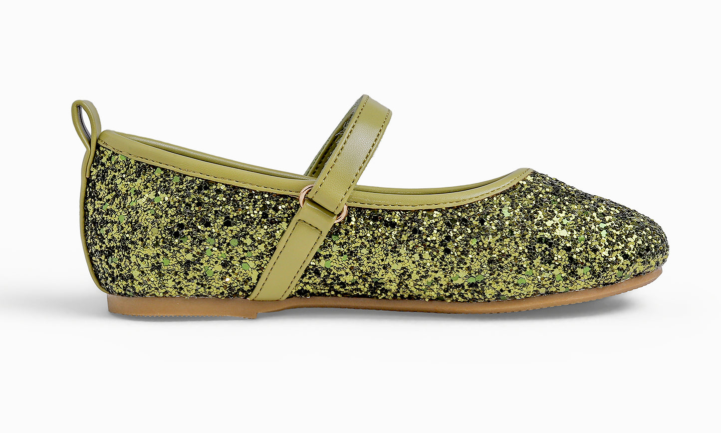 Feversole Girls Cute Dress Mary Jane Shoes Soft Party Holiday Ballet Flats Glitter