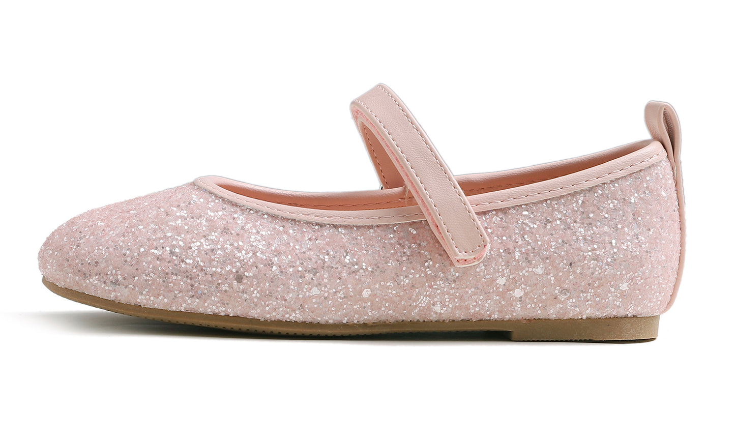 Feversole Girls Cute Dress Mary Jane Shoes Soft Party Holiday Ballet Flats Glitter