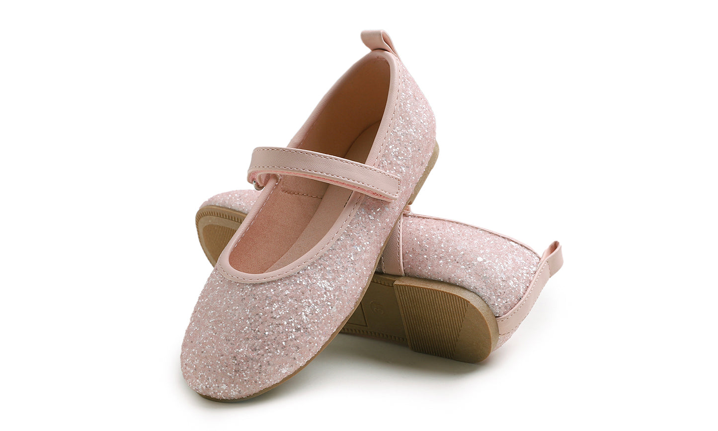 Feversole Girls Cute Dress Mary Jane Shoes Soft Party Holiday Ballet Flats Glitter