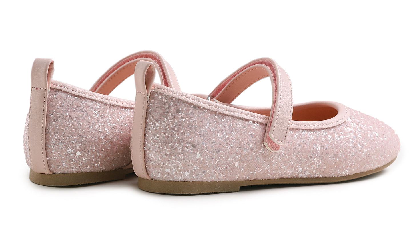 Feversole Girls Cute Dress Mary Jane Shoes Soft Party Holiday Ballet Flats Glitter