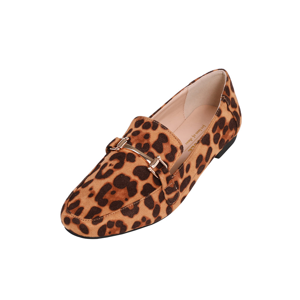 Feversole Women's Fashion Trim Deco Loafer Slippers Leopard