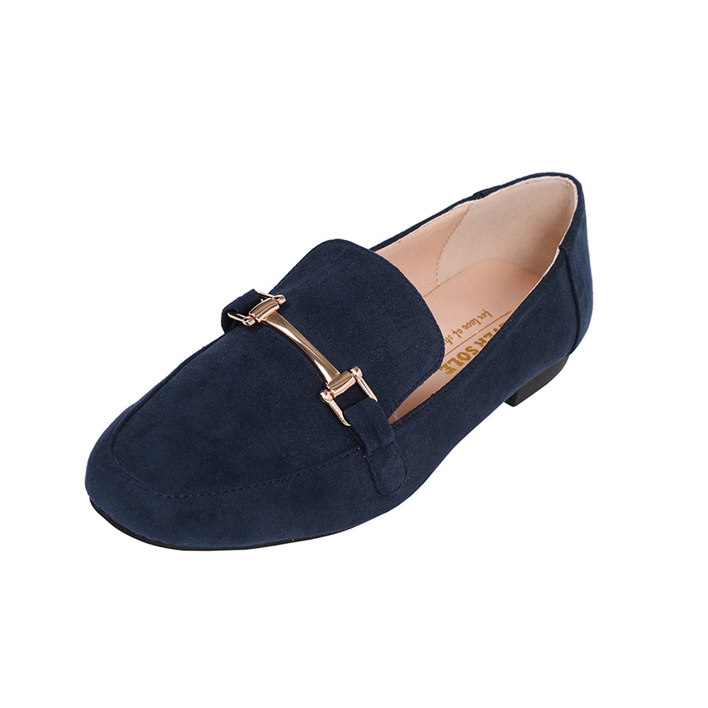 Feversole Women's Fashion Trim Deco Loafer Flats Faux Suede