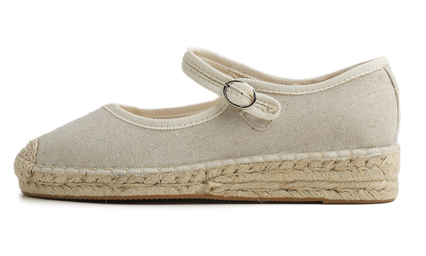 Feversole Close Toe Espadrilles Women's Comfort Breathable Ankle Strap Low Heel Wedge Canvas Jute Mary Jane