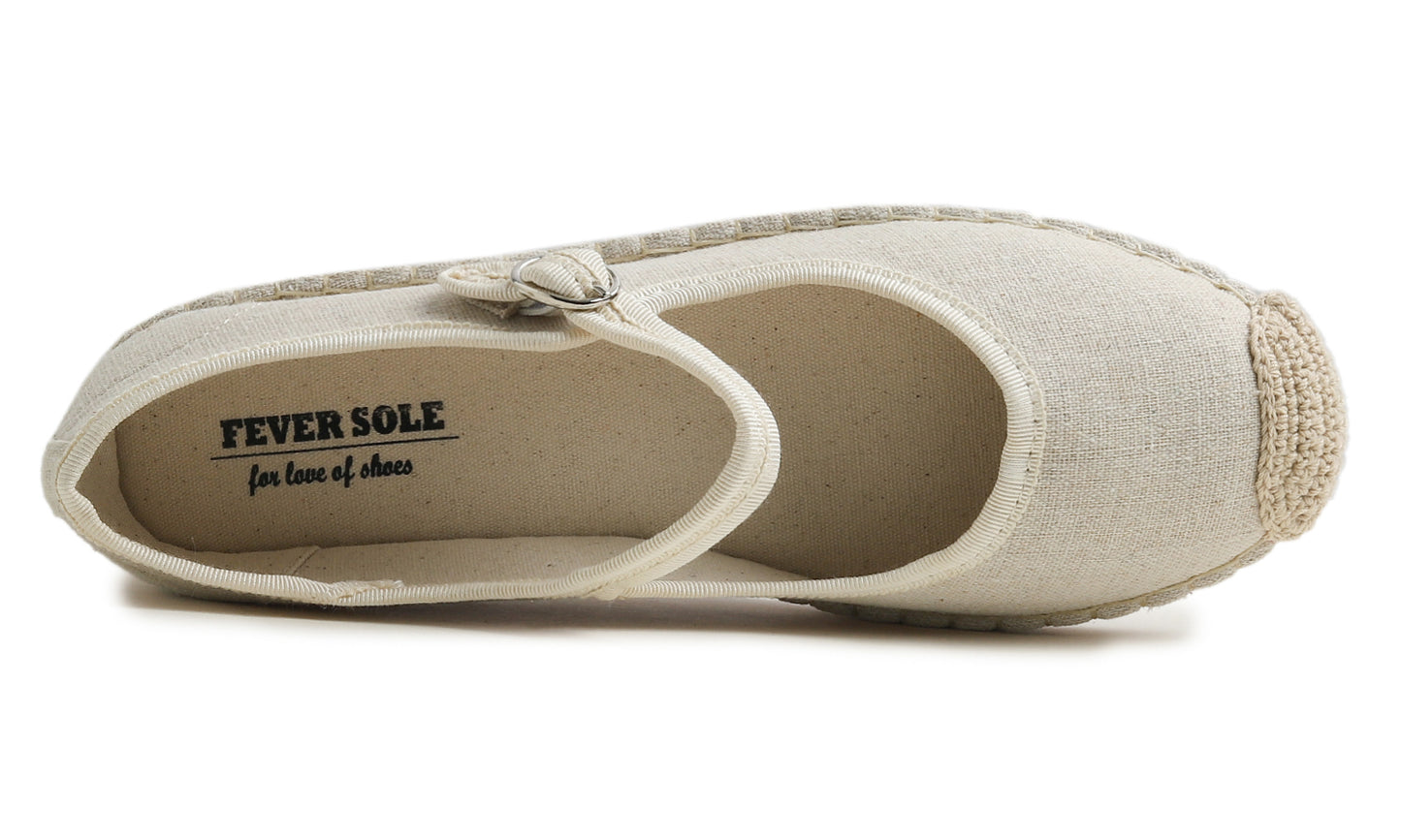 Feversole Close Toe Espadrilles Women's Comfort Breathable Ankle Strap Low Heel Wedge Canvas Jute Mary Jane