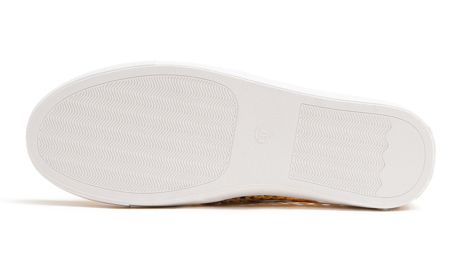 Feversole Women's Sport Mules Slip On Loafers Fashion Backless Sneakers Beige Knit