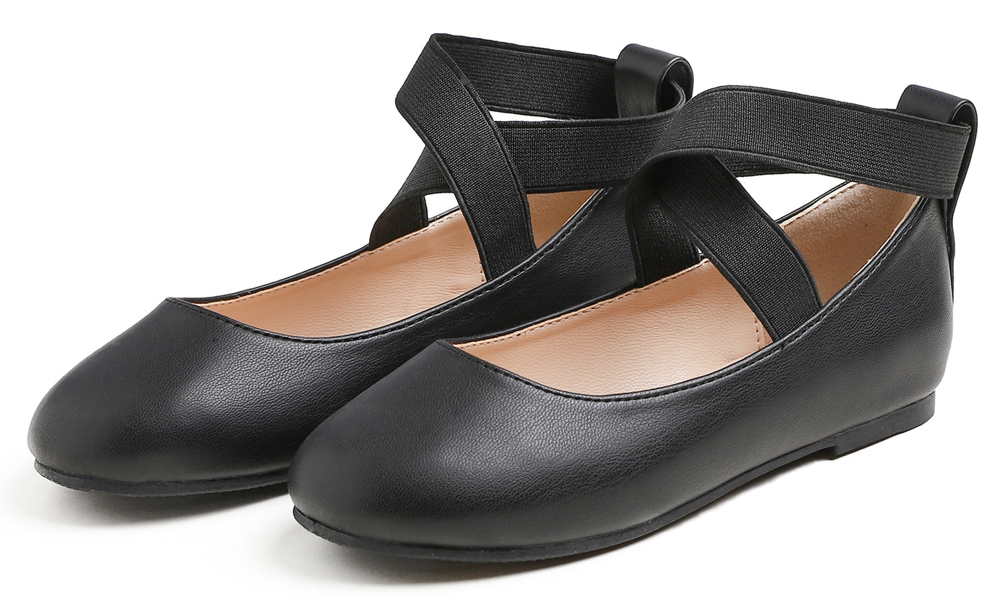 Feversole Girls Cute Dress Mary Jane Shoes Soft Party Holiday Ballet Flats Ankle Strap Vegan Leather