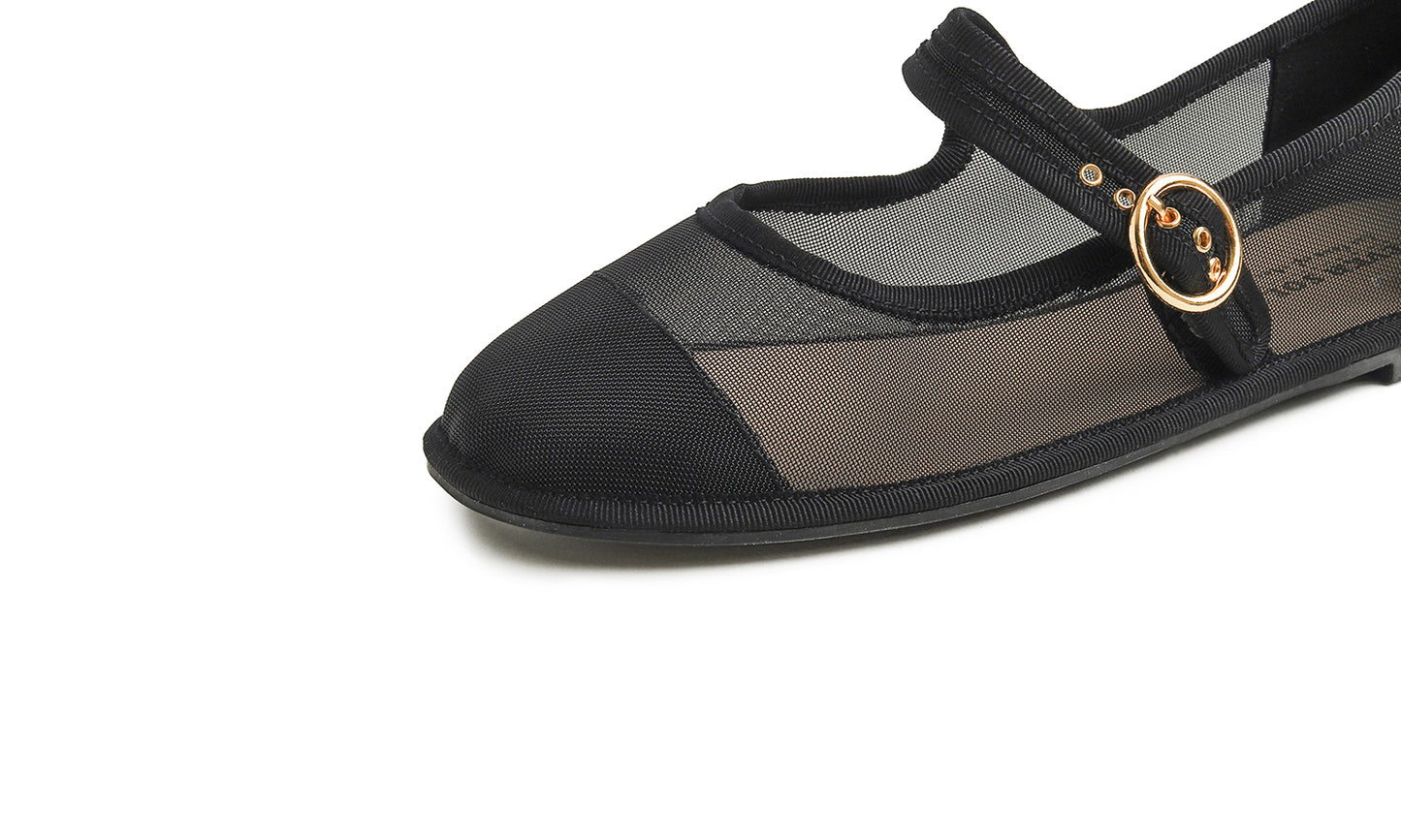 Fevrsole Women's Soft Breathable Mary Jane Memory Foam Cushioned Comfort Round Toe Metal Buckle Flats Walking Shoes