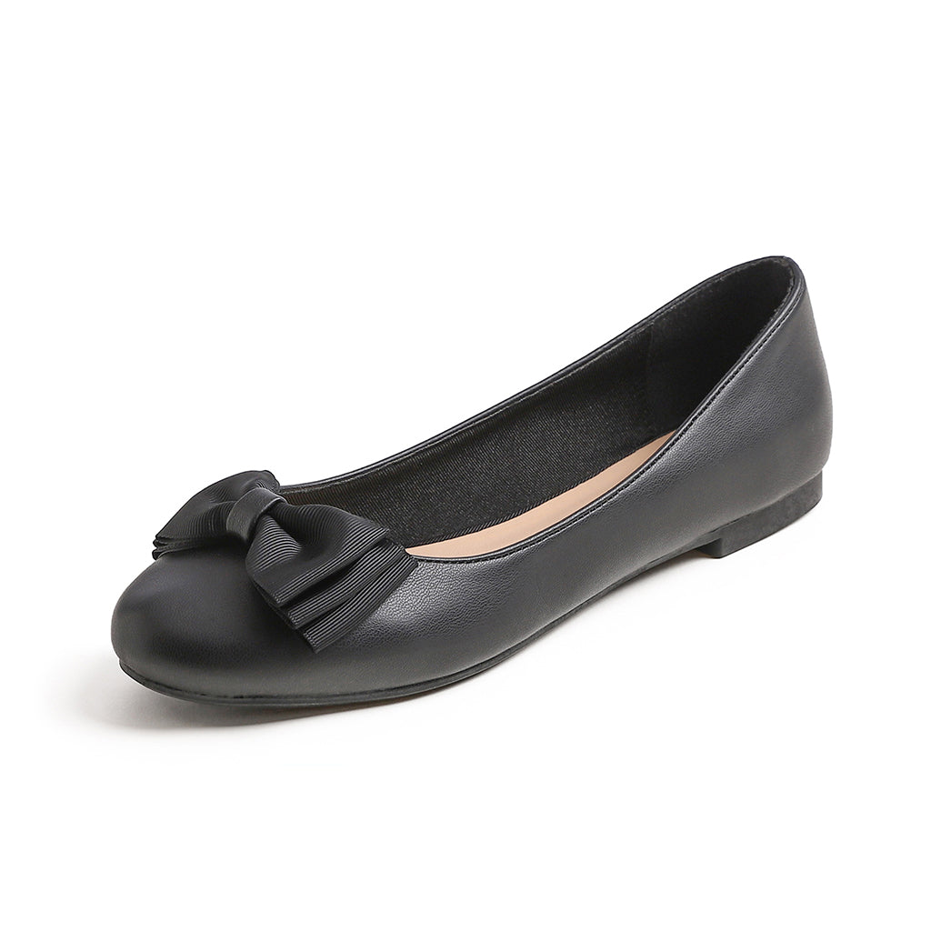 Feversole Women's Round Toe Cute Bow Trim Ballet Flats