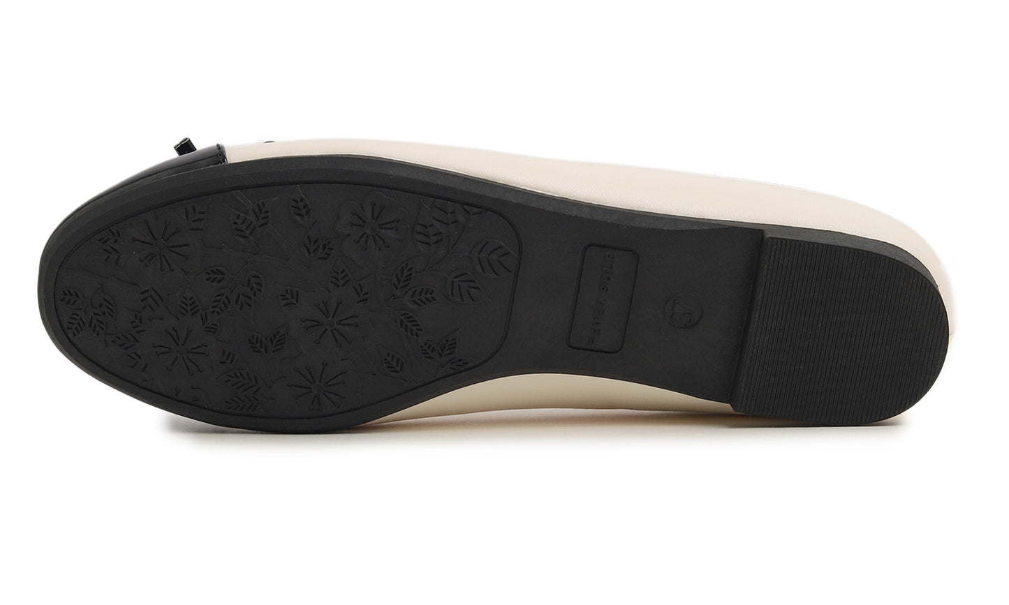 Feversole Women's Bow Tie Fashion Dress Slip On Shoes Round Toe Ballet Flat Patent Toe Cap