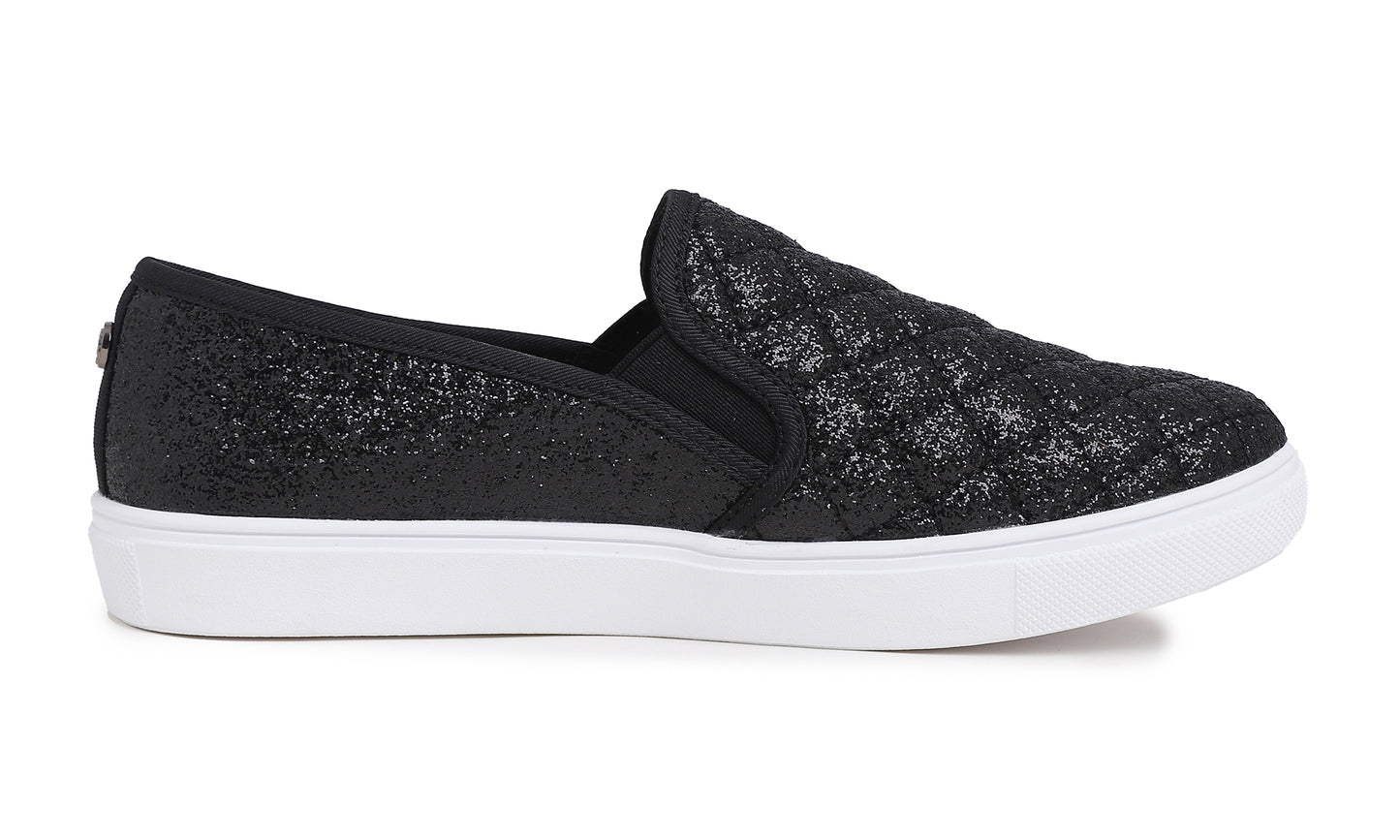 Feversole Women's Casual Slip On Sneaker Comfort Quilted Loafer Flats Glitter Quilted