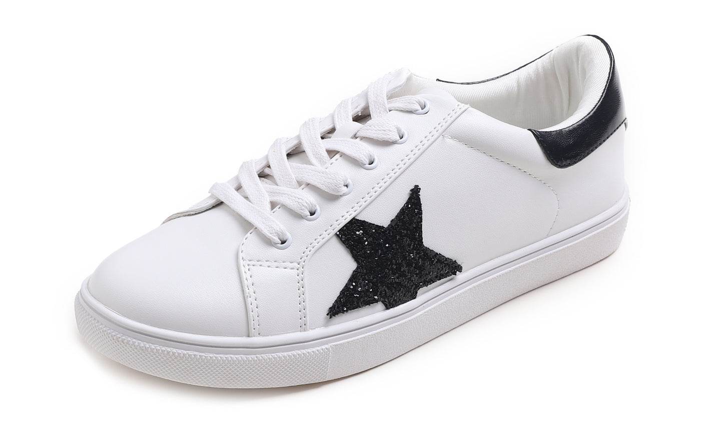 Feversole Women's Featured PU Leather Colorful Lace Up Sneaker Star