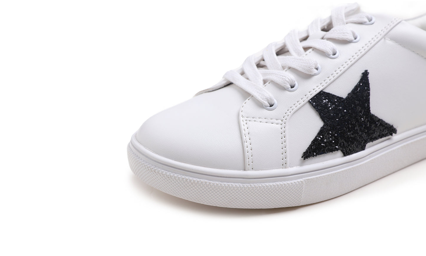 Feversole Women's Featured PU Leather Colorful Lace Up Sneaker Star
