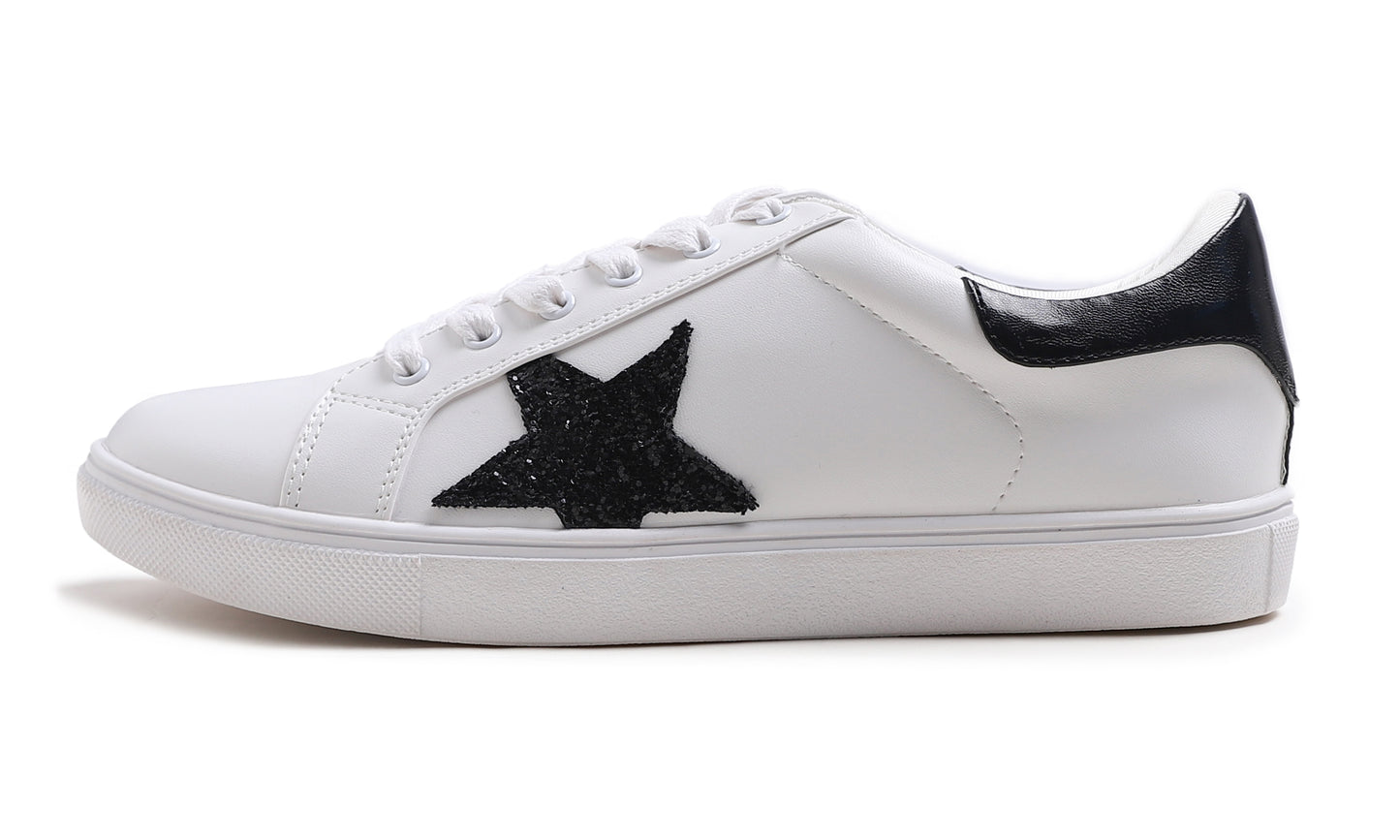 Feversole Women's Featured PU Leather Colorful Lace Up Sneaker Star