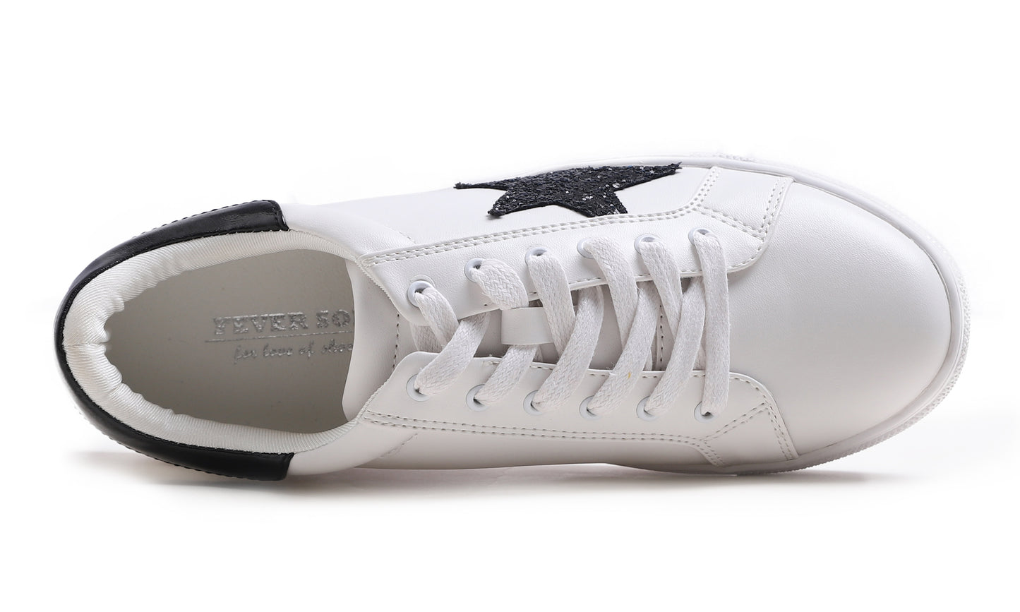 Feversole Women's Featured PU Leather Colorful Lace Up Sneaker Star