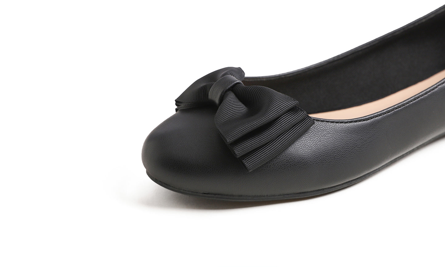 Feversole Women's Round Toe Cute Bow Trim Ballet Flats
