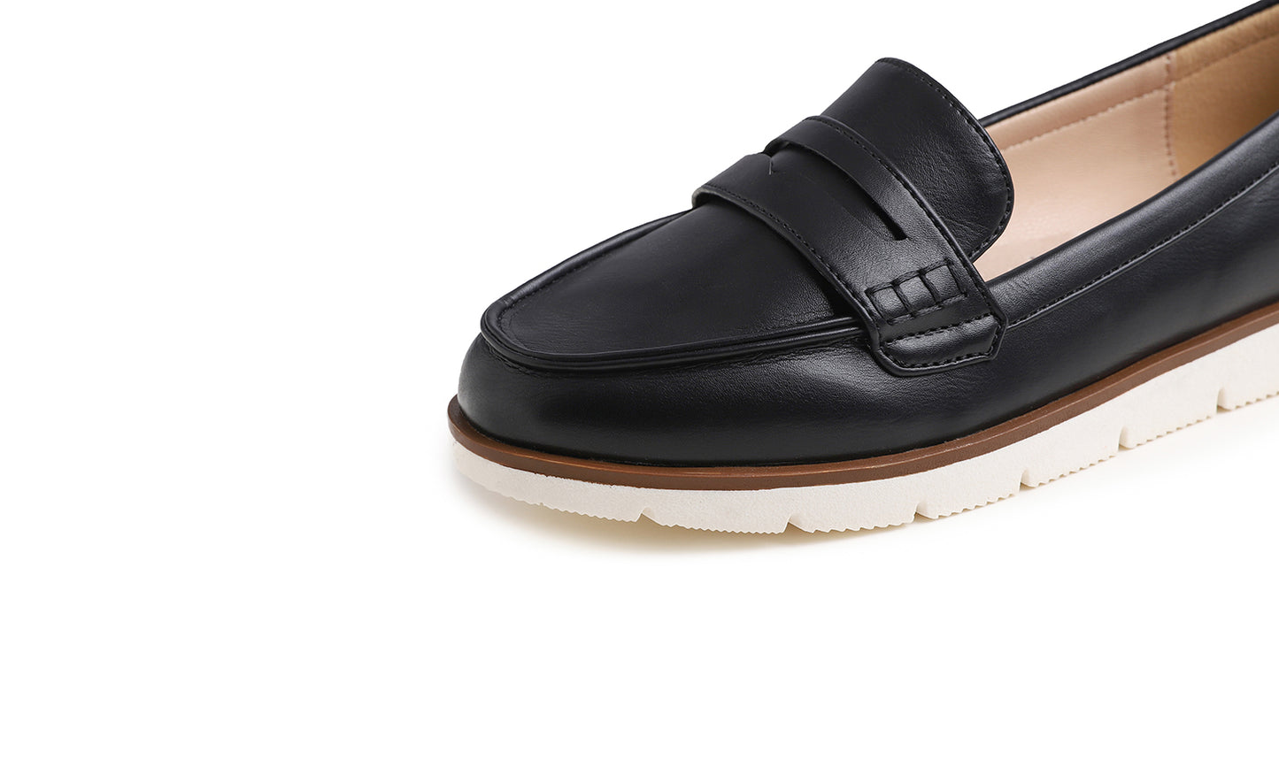 Feversole Women's Comfort Penny Loafer Geniune Leather Insole Flexible Walking Driving Shoes Vegan Leather