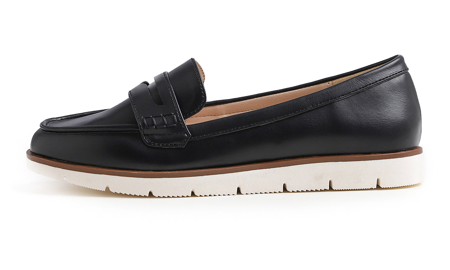 Feversole Women's Comfort Penny Loafer Geniune Leather Insole Flexible Walking Driving Shoes Vegan Leather