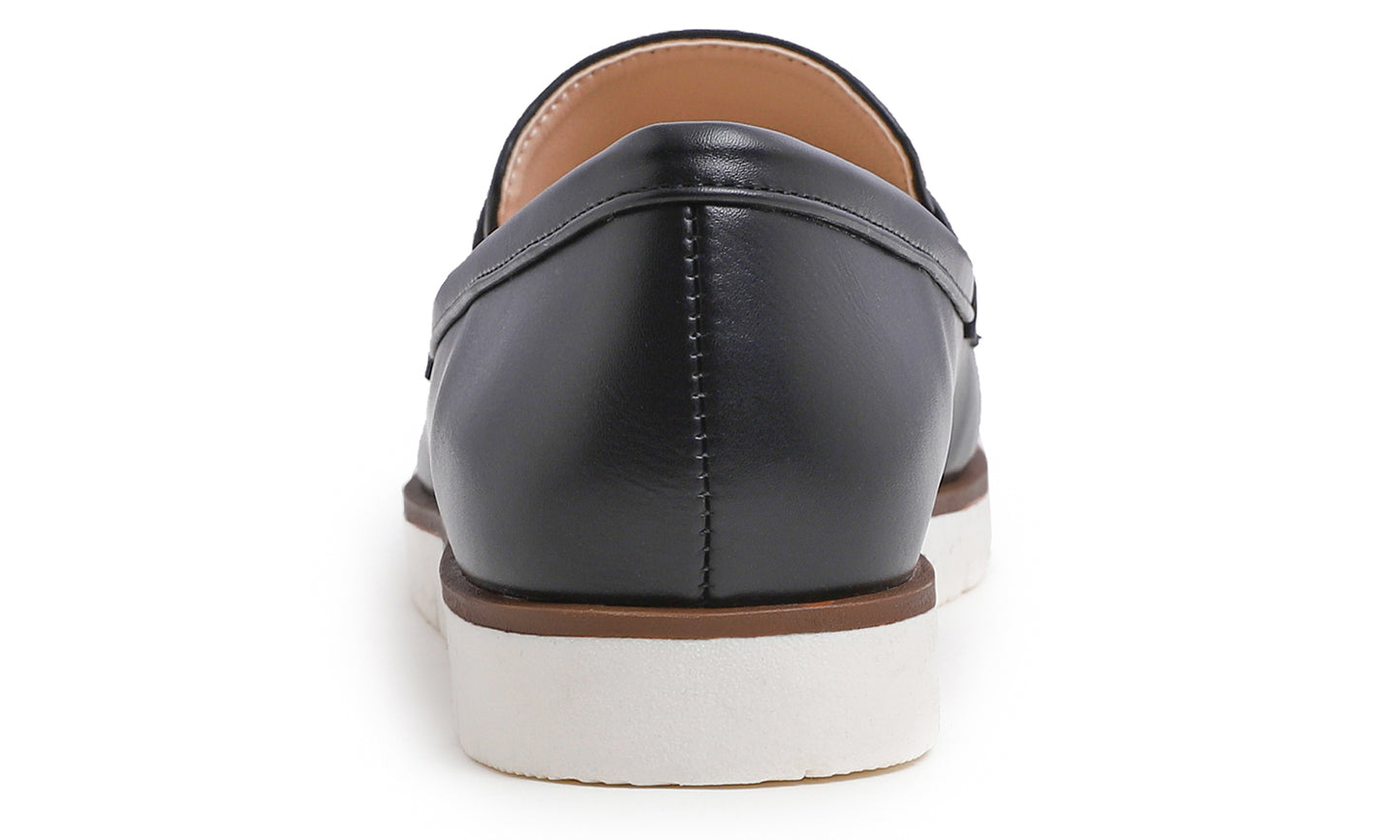 Feversole Women's Comfort Penny Loafer Geniune Leather Insole Flexible Walking Driving Shoes Vegan Leather With Golden Buckle