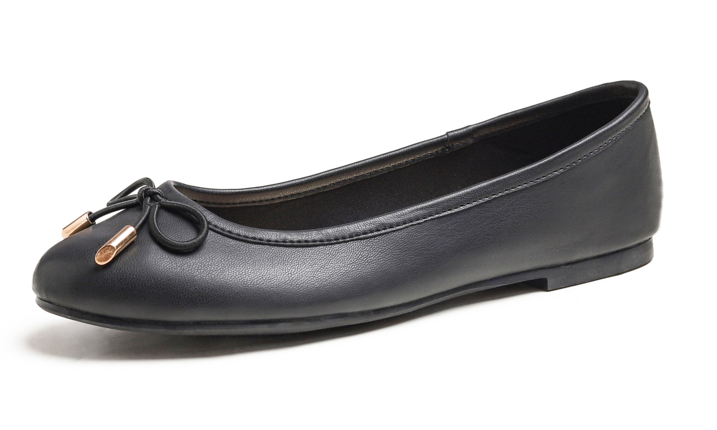 Feversole Women's Soft Cushion Comfort Round Toe Metal Trim Fashion Ballet Flats Walking Shoes Vegan Leather