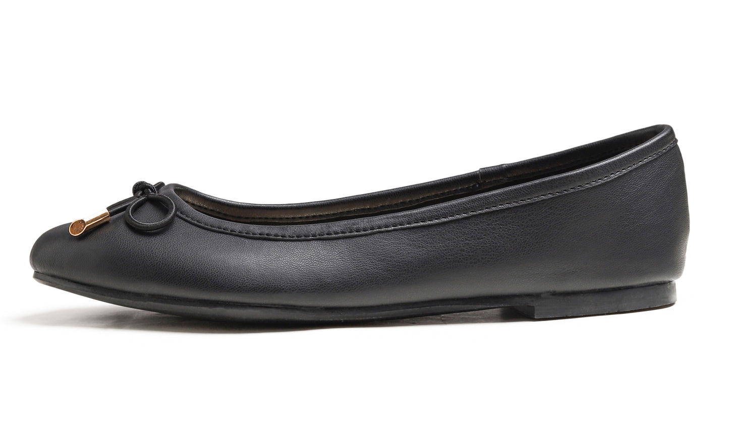 Feversole Women's Soft Cushion Comfort Round Toe Metal Trim Fashion Ballet Flats Walking Shoes Vegan Leather