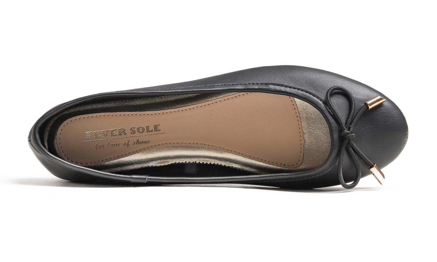 Feversole Women's Soft Cushion Comfort Round Toe Metal Trim Fashion Ballet Flats Walking Shoes Vegan Leather