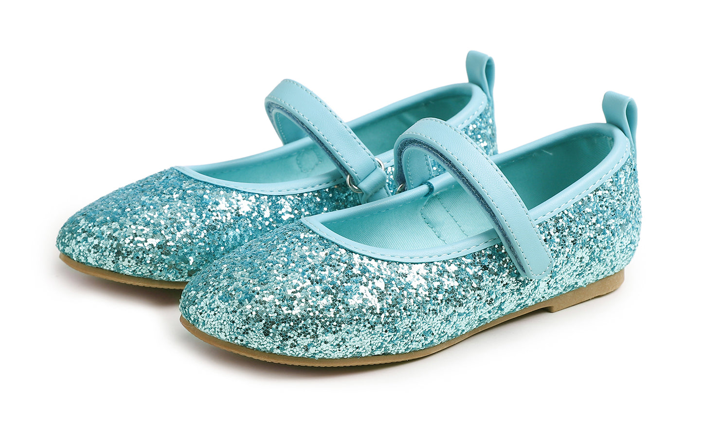 Feversole Girls Cute Dress Mary Jane Shoes Soft Party Holiday Ballet Flats Glitter